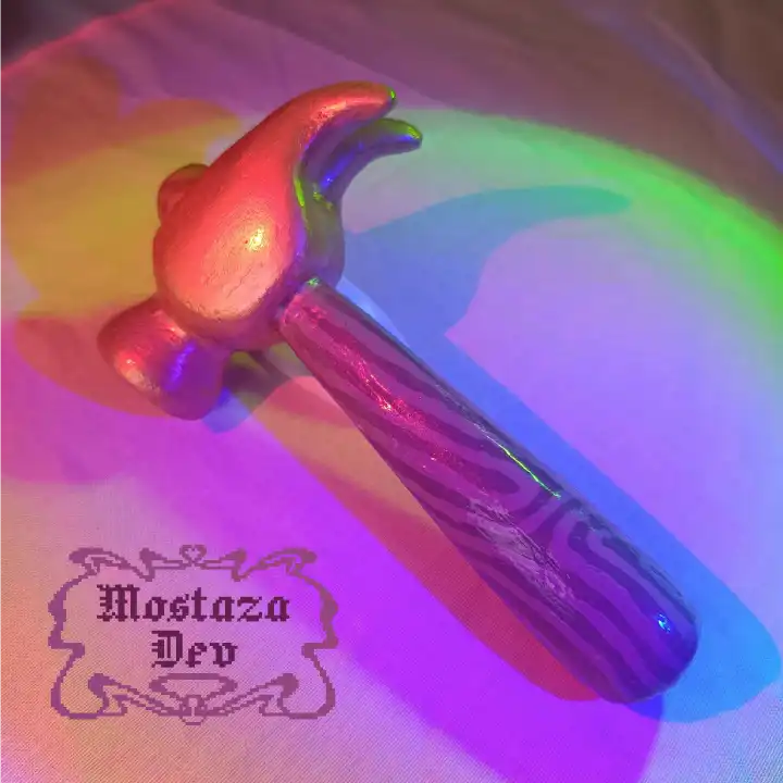 Fotografía del martillo de la forja impreso.