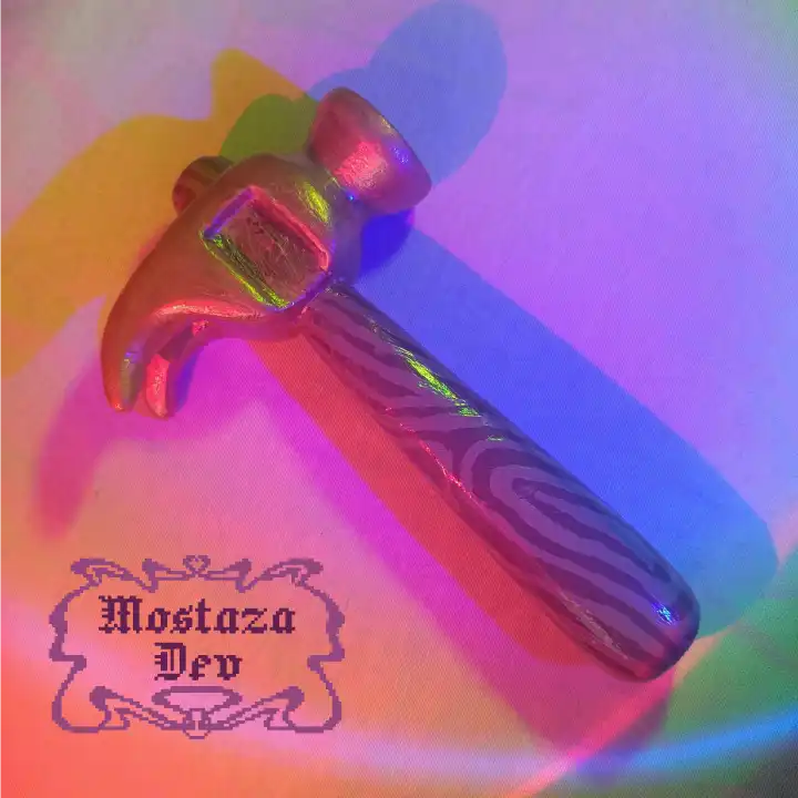 Fotografía del martillo de la forja impreso.